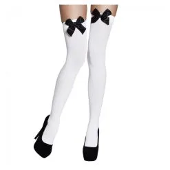 Bas Blancs Avec Noeud Noir