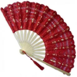 Eventail Dentelle Rouge