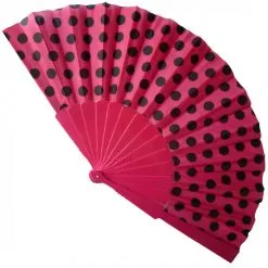 Eventail Fushia à Pois Noirs