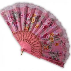 Eventail Imprimé Rose