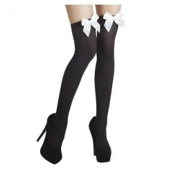 Paire De Bas Noir Avec Noeud Blanc
