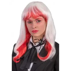 Perruque Phosphorescente Blanche Et Rouge